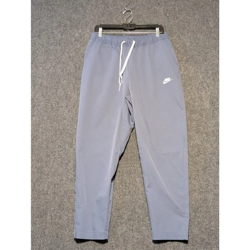 NIKE Smoke Blue Club Woven Taper Leg Dri Fit Elastic Drawstring Waist Sz L Pants